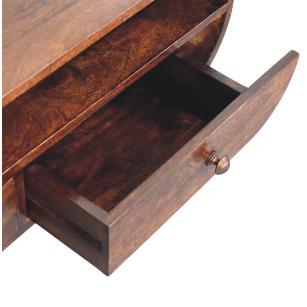 Walnut Curved Media Unit | 2 Drawer TV Storage