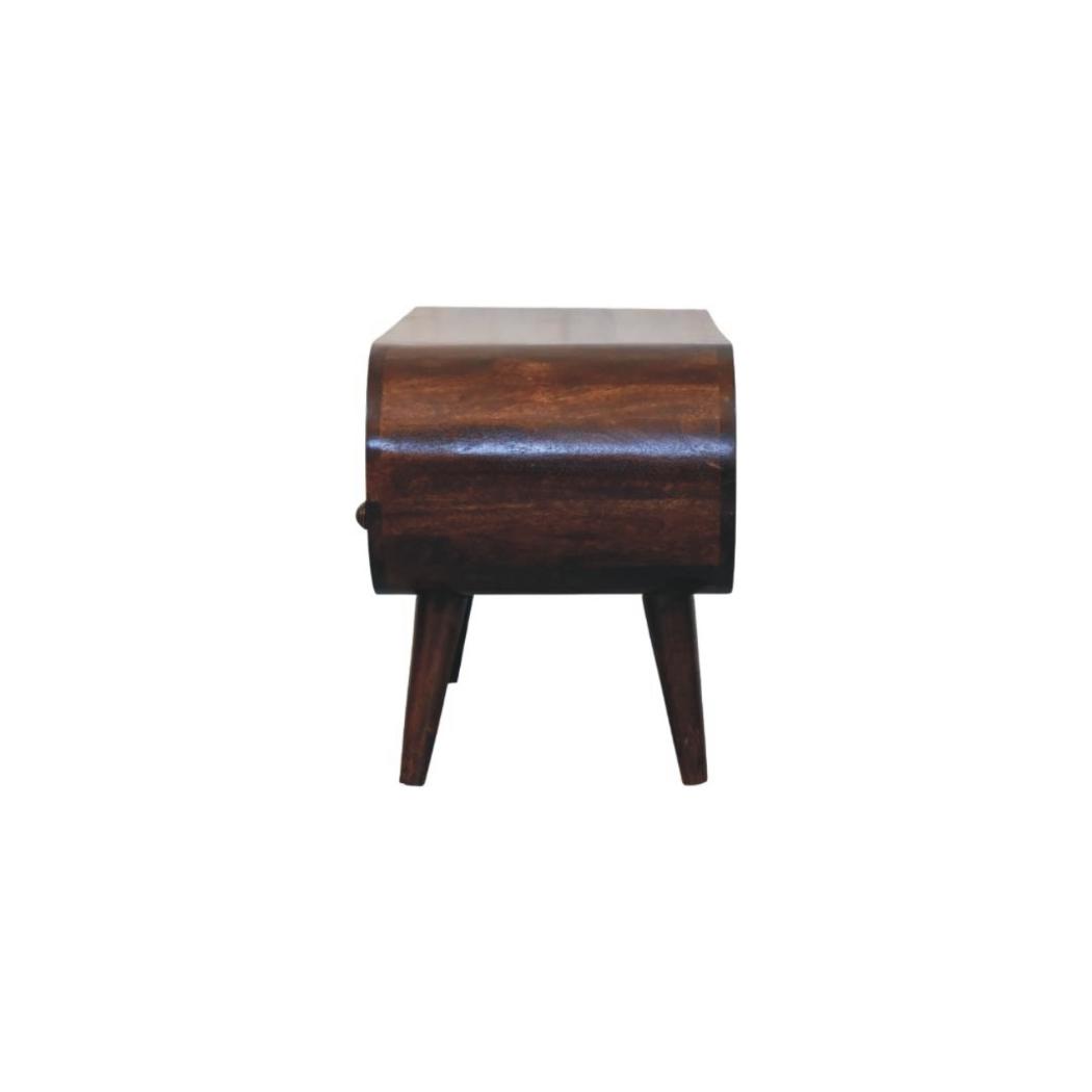 Walnut Curved Media Unit | 2 Drawer TV Storage