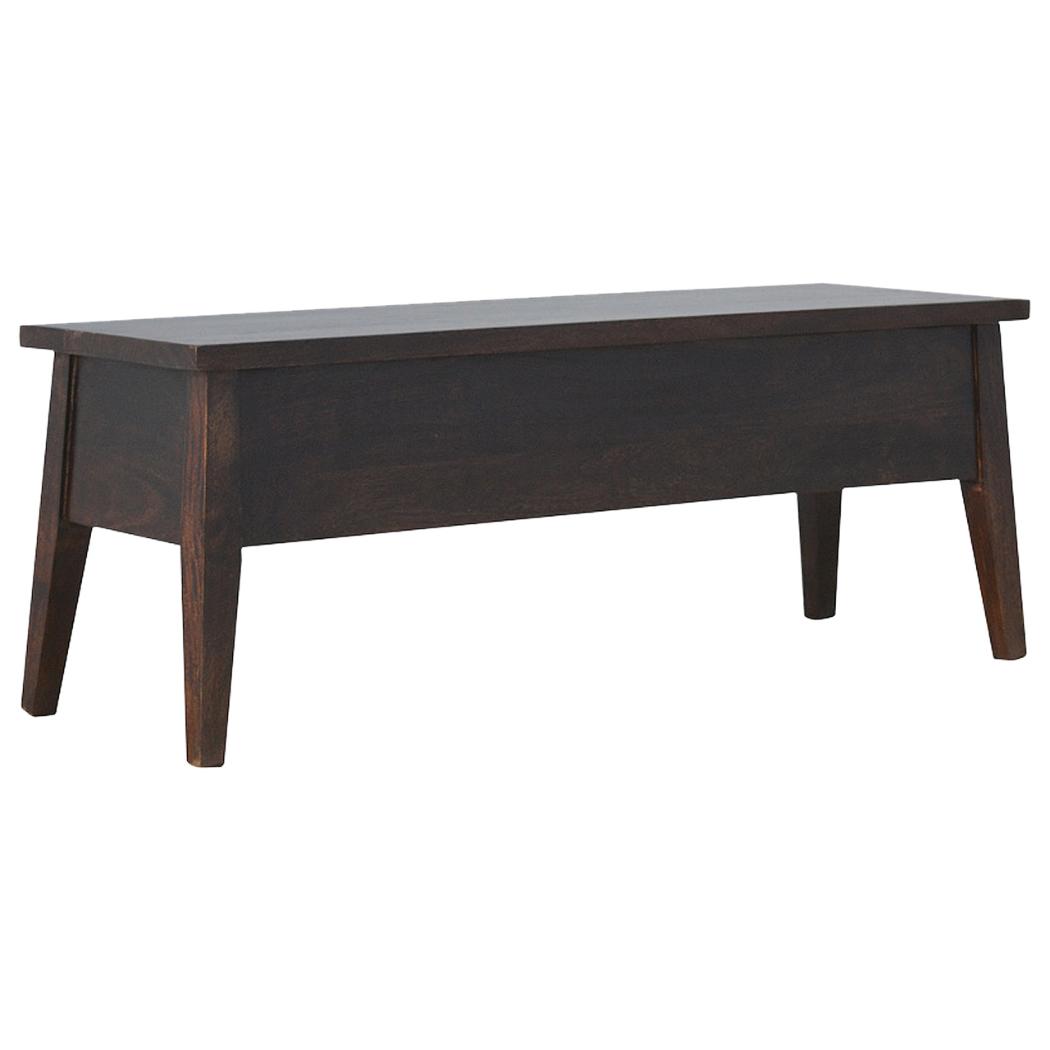 Walnut Hallway Storage Bench | Solid Mango Wood | Walnut Finish | Entryway Seating & Storage