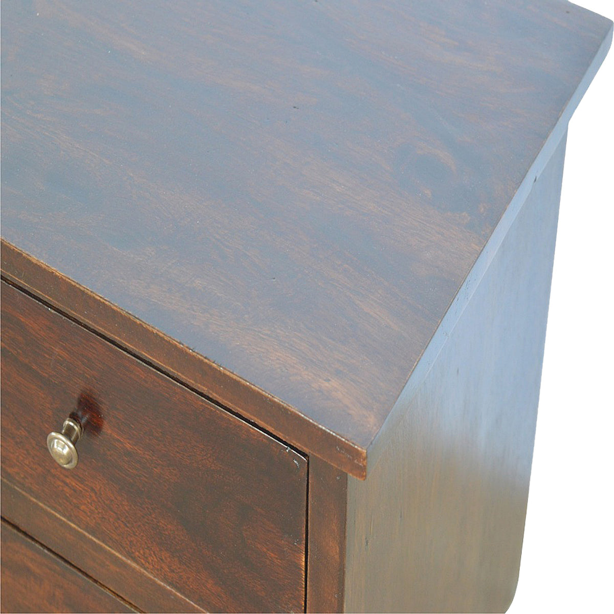 Walnut Nordic Bedside Table | Solid Mango Wood | Light Walnut Finish | 2 Drawer Nightstand