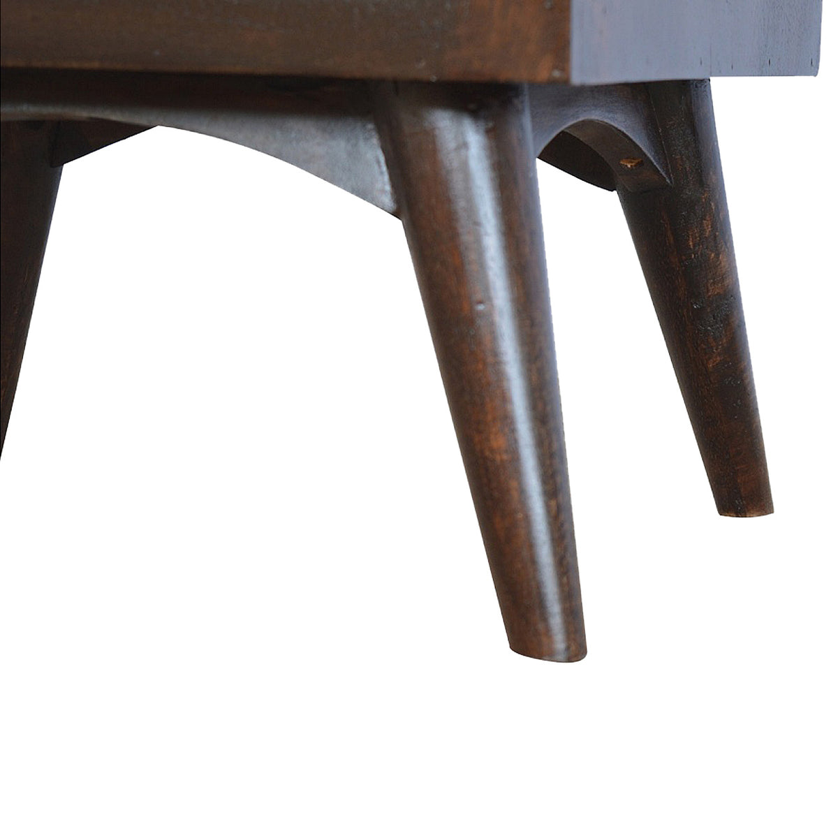 Walnut Nordic Bedside Table | Solid Mango Wood | Light Walnut Finish | 2 Drawer Nightstand