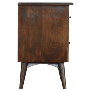 Walnut Nordic Bedside Table | Solid Mango Wood | Light Walnut Finish | 2 Drawer Nightstand