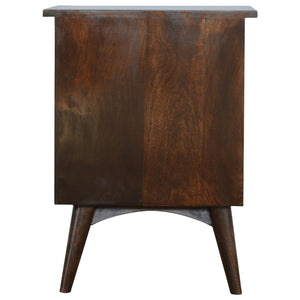Walnut Nordic Bedside Table | Solid Mango Wood | Light Walnut Finish | 2 Drawer Nightstand
