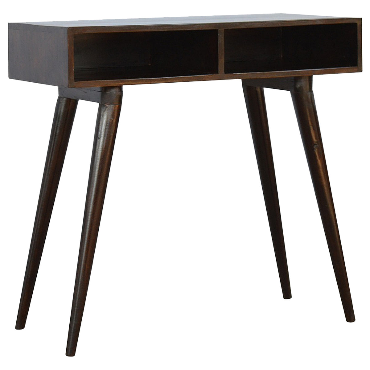 Walnut Open Writing Desk | Solid Mango Wood | Walnut Finish | 2 Shelf Home Office Desk