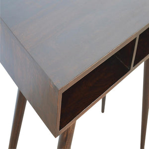 Walnut Open Writing Desk | Solid Mango Wood | Walnut Finish | 2 Shelf Home Office Desk