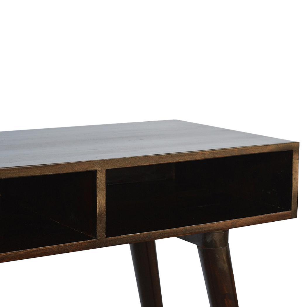 Walnut Open Writing Desk | Solid Mango Wood | Walnut Finish | 2 Shelf Home Office Desk