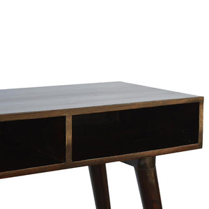 Walnut Open Writing Desk | Solid Mango Wood | Walnut Finish | 2 Shelf Home Office Desk