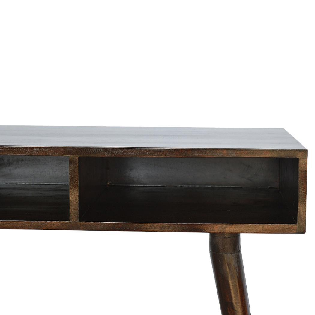 Walnut Open Writing Desk | Solid Mango Wood | Walnut Finish | 2 Shelf Home Office Desk