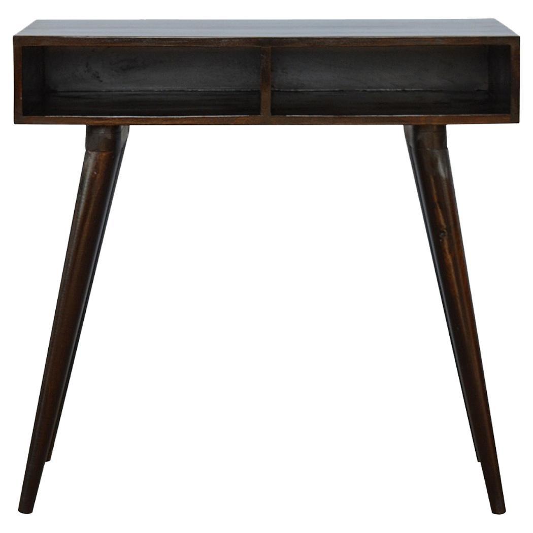 Walnut Open Writing Desk | Solid Mango Wood | Walnut Finish | 2 Shelf Home Office Desk