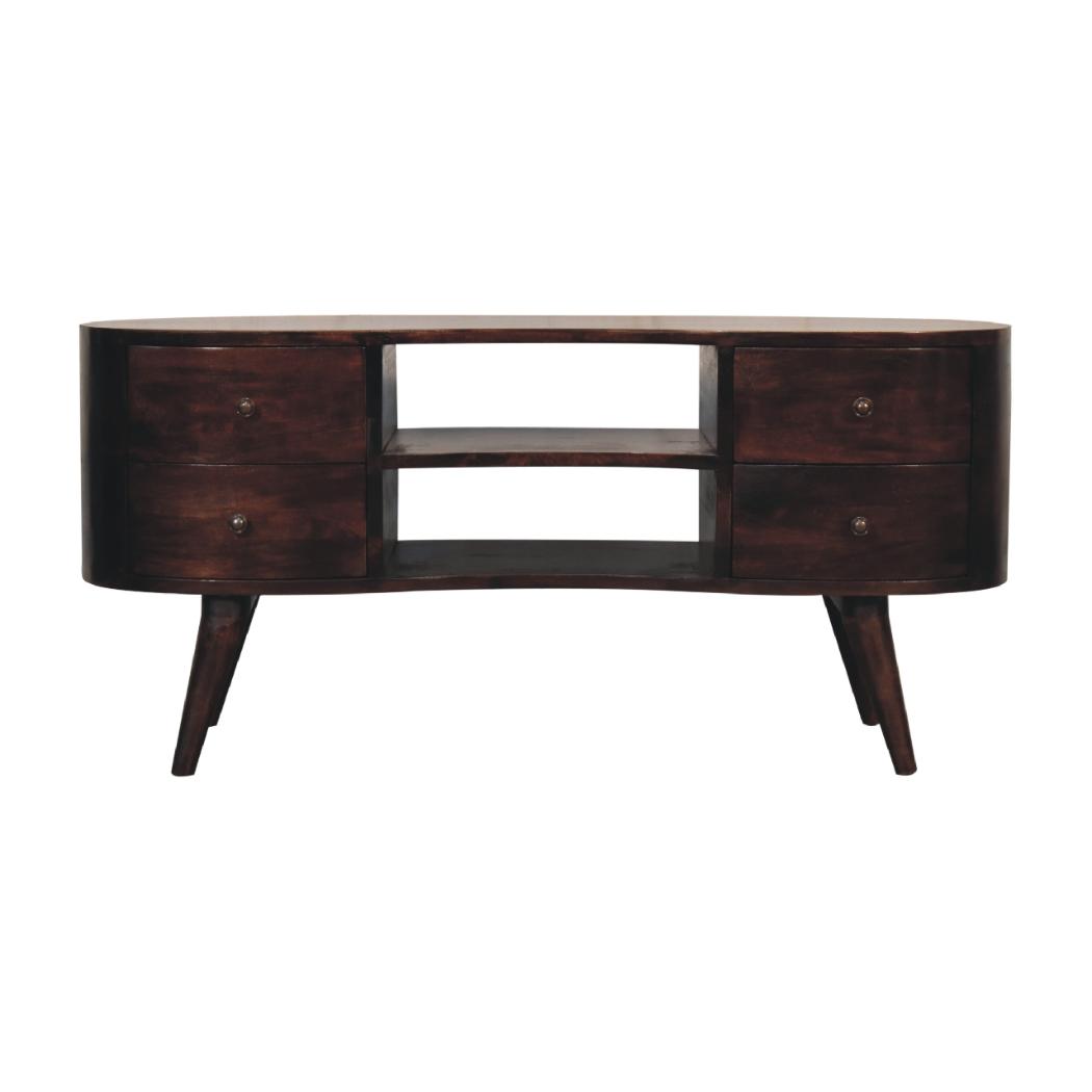 Wave Entertainment Unit | Light Walnut Finish | Sculptural TV Storage