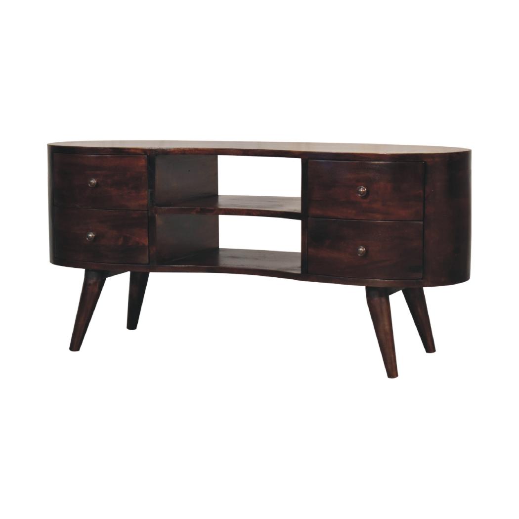 Wave Entertainment Unit | Light Walnut Finish | Sculptural TV Storage