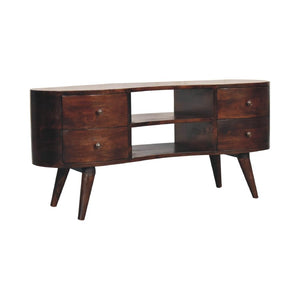 Wave Entertainment Unit | Light Walnut Finish | Sculptural TV Storage