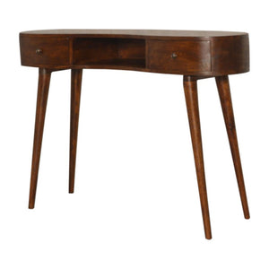Wave Writing Desk | Solid Mango Wood | Chestnut Finish | Home Office Desk