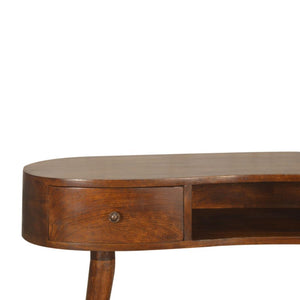 Wave Writing Desk | Solid Mango Wood | Chestnut Finish | Home Office Desk