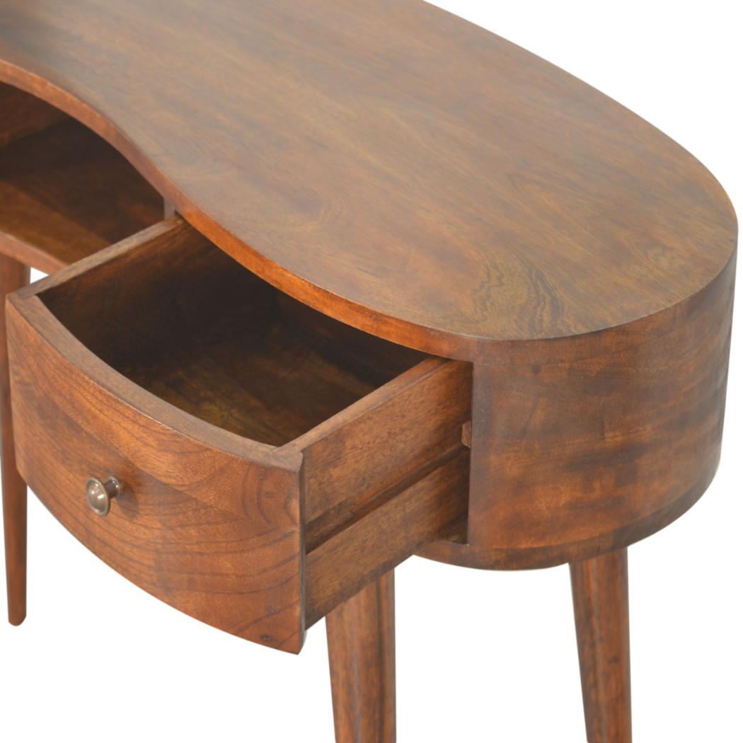 Wave Writing Desk | Solid Mango Wood | Chestnut Finish | Home Office Desk