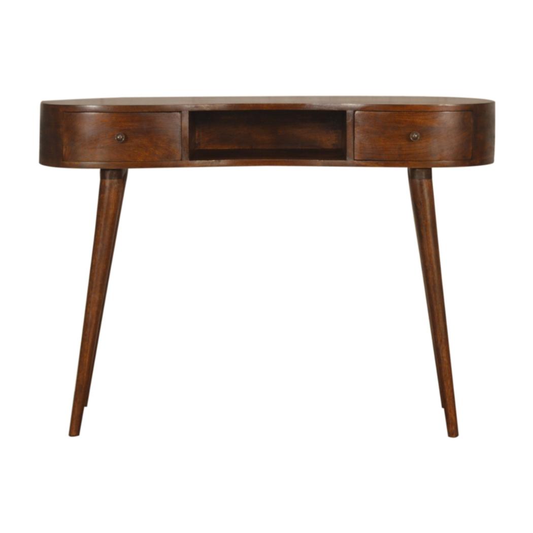 Wave Writing Desk | Solid Mango Wood | Chestnut Finish | Home Office Desk
