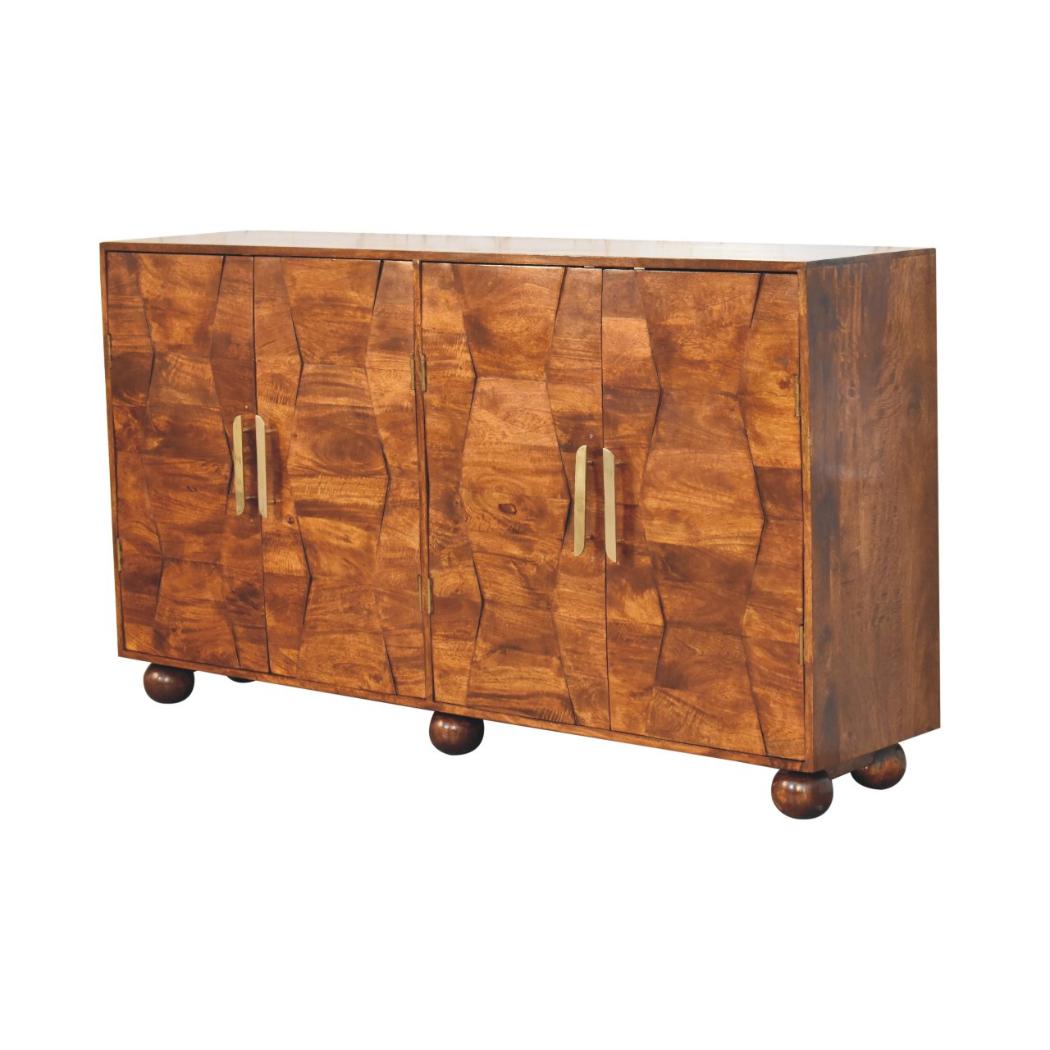Wavecrest Cabinet | Solid Mango Wood | Chestnut Finish