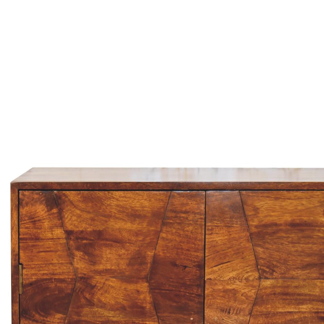 Wavecrest Cabinet | Solid Mango Wood | Chestnut Finish
