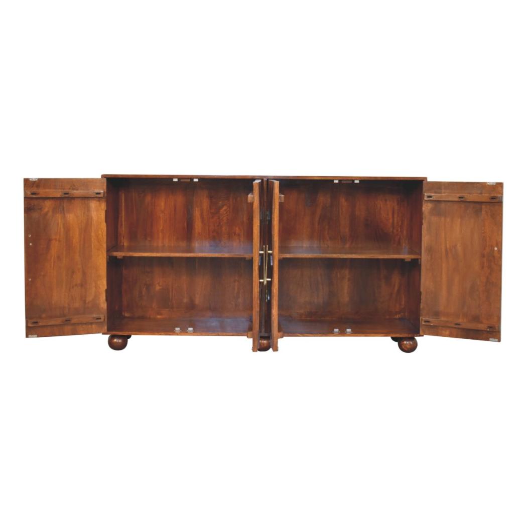 Wavecrest Cabinet | Solid Mango Wood | Chestnut Finish