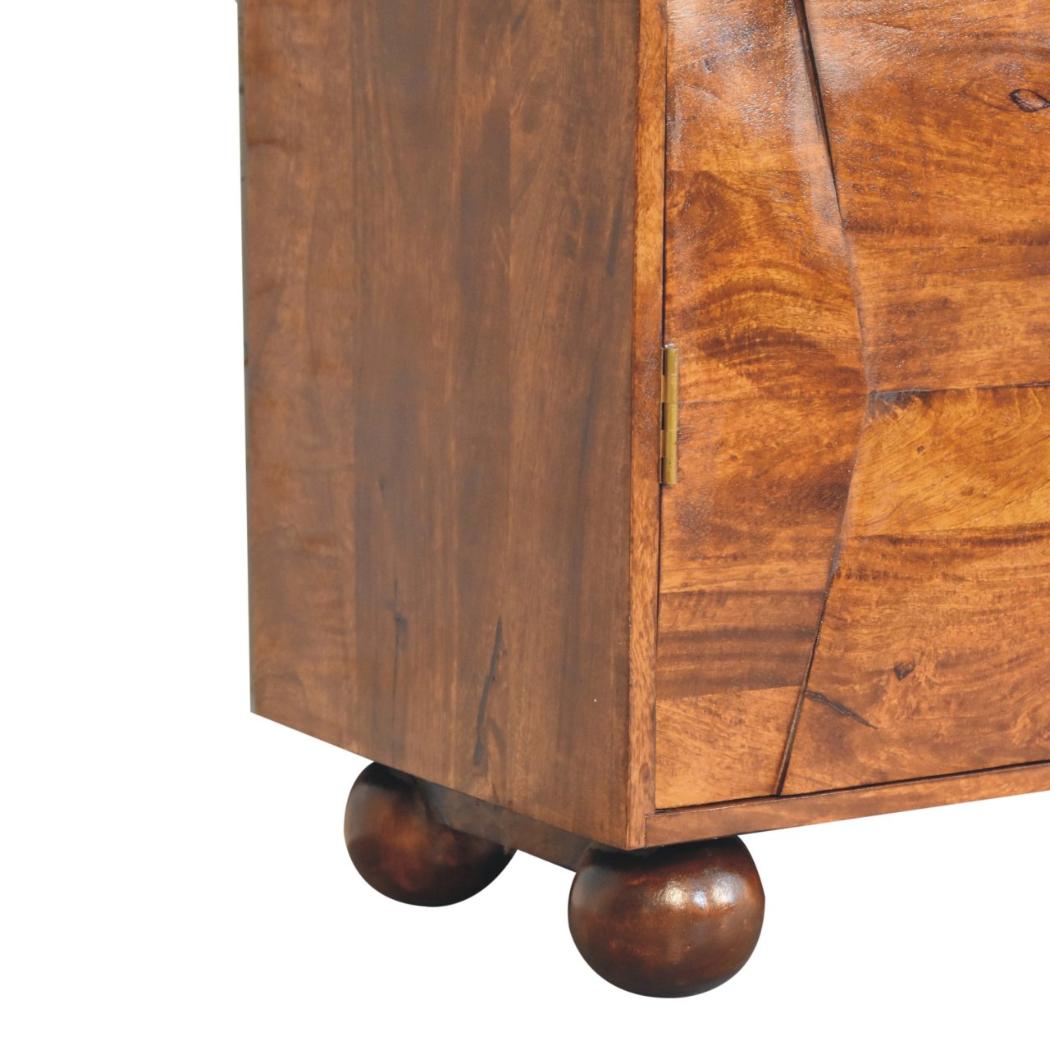 Wavecrest Cabinet | Solid Mango Wood | Chestnut Finish