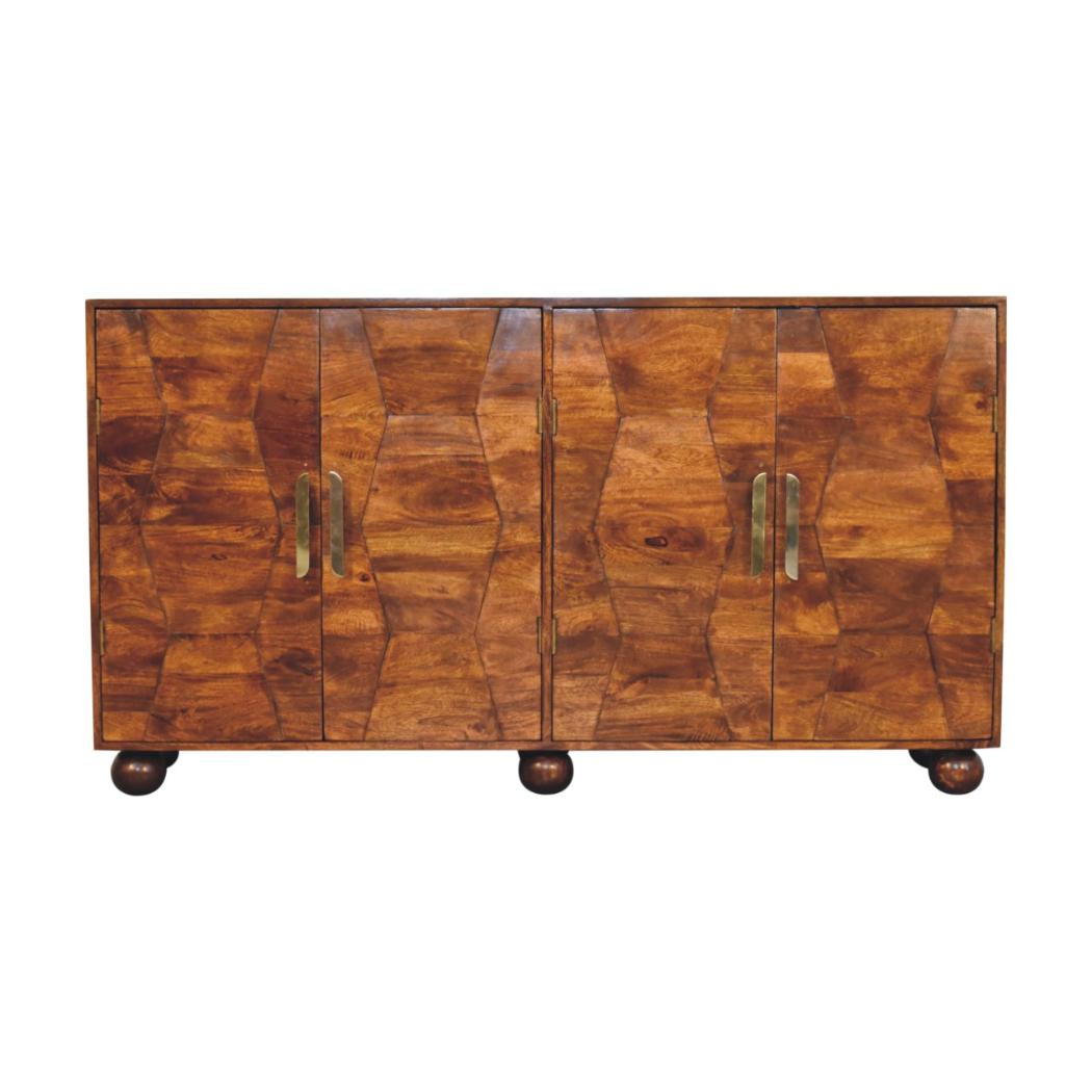 Wavecrest Cabinet | Solid Mango Wood | Chestnut Finish