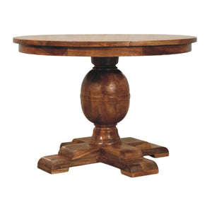 Wentworth Round Dining Table | Solid Mango Wood | Fluted Pedestal Base | Timeless Dining Table