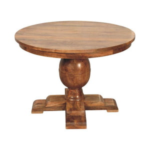 Wentworth Round Dining Table | Solid Mango Wood | Fluted Pedestal Base | Timeless Dining Table