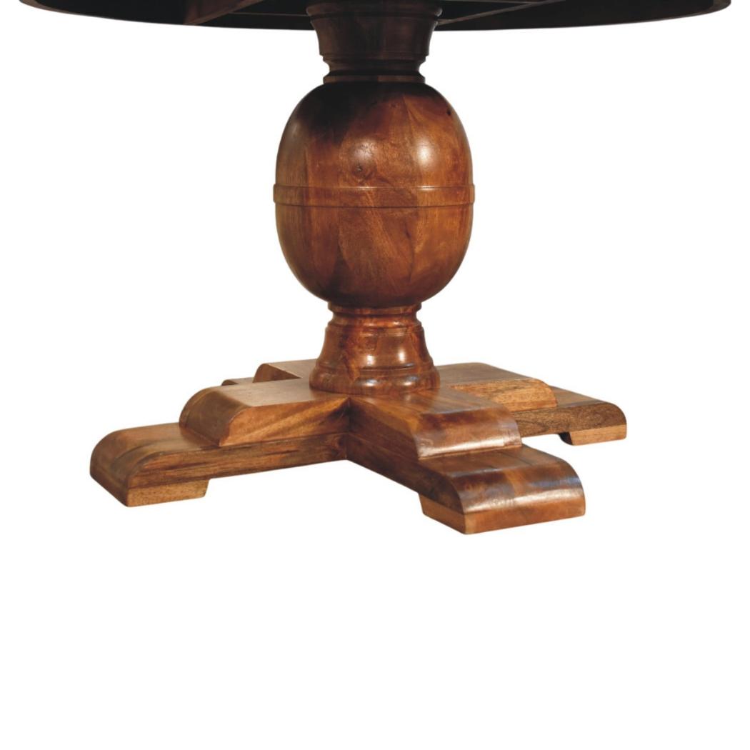 Wentworth Round Dining Table | Solid Mango Wood | Fluted Pedestal Base | Timeless Dining Table