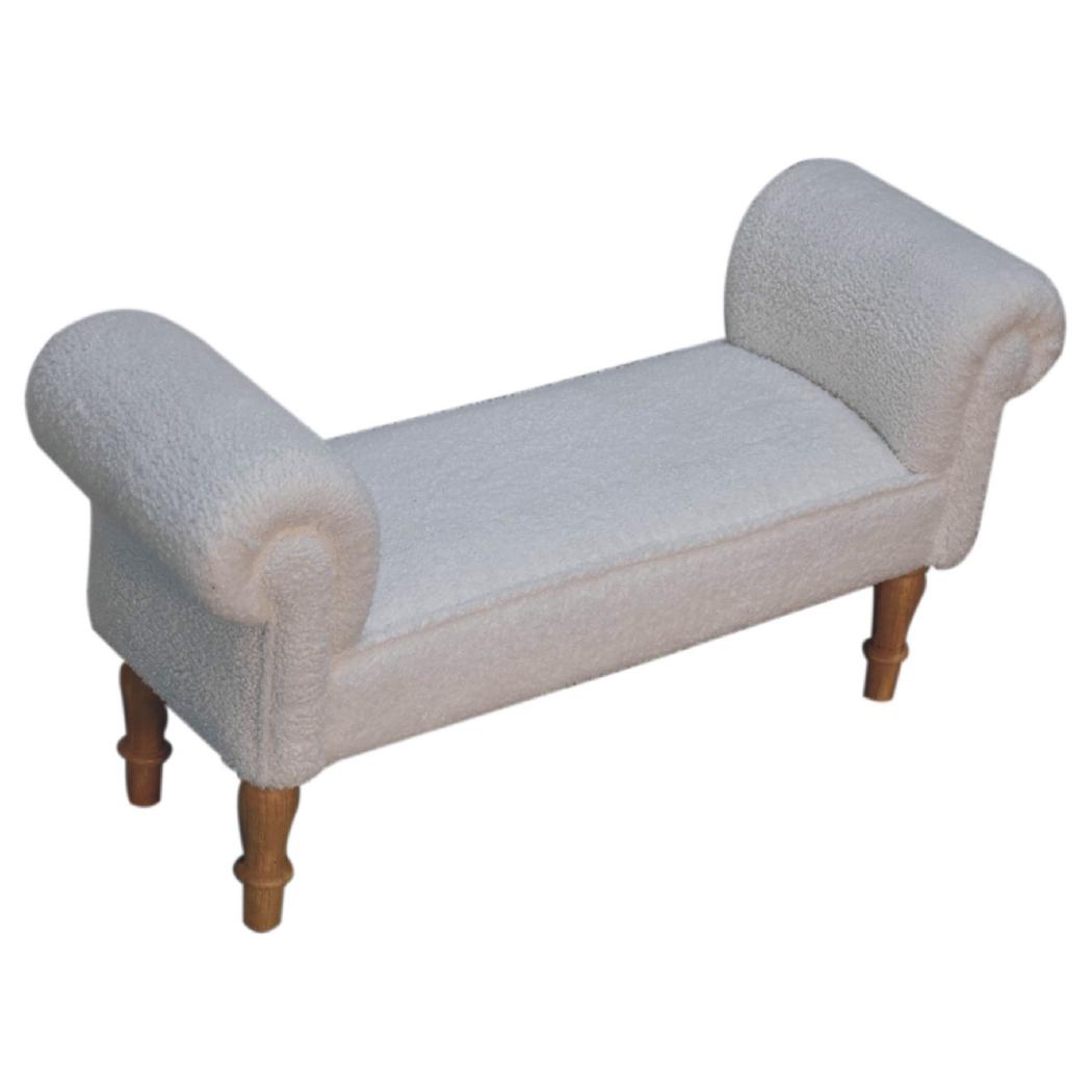 White Bouclé Bedroom Bench | Upholstered End-of-Bed Seat | Soft Contemporary Style