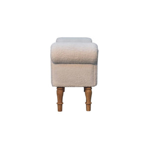 White Bouclé Bedroom Bench | Upholstered End-of-Bed Seat | Soft Contemporary Style