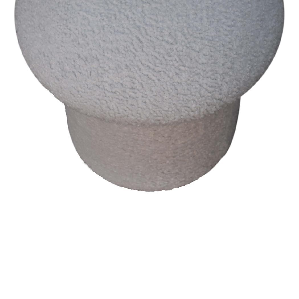 White Bouclé Mushroom Footstool | Rounded Upholstered Stool | Sculptural Accent