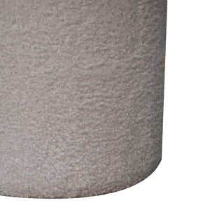 White Bouclé Mushroom Footstool | Rounded Upholstered Stool | Sculptural Accent