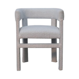 White Bouclé Occasional Chair | Upholstered Accent Seating | Soft Textured Finish