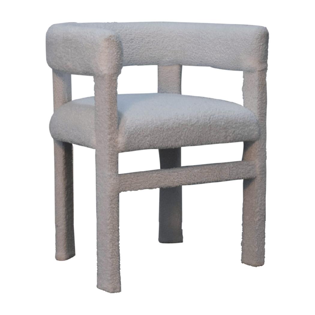 White Bouclé Occasional Chair | Upholstered Accent Seating | Soft Textured Finish