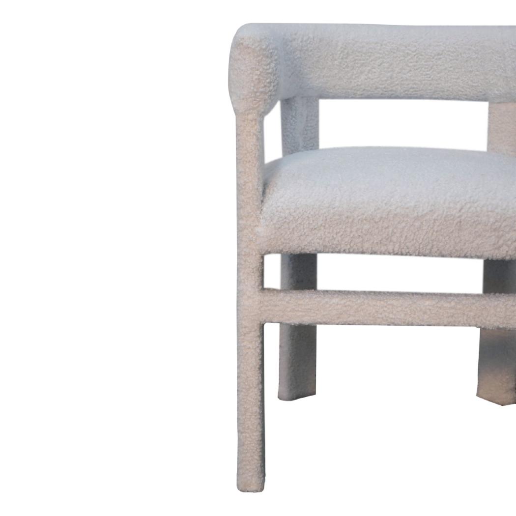 White Bouclé Occasional Chair | Upholstered Accent Seating | Soft Textured Finish