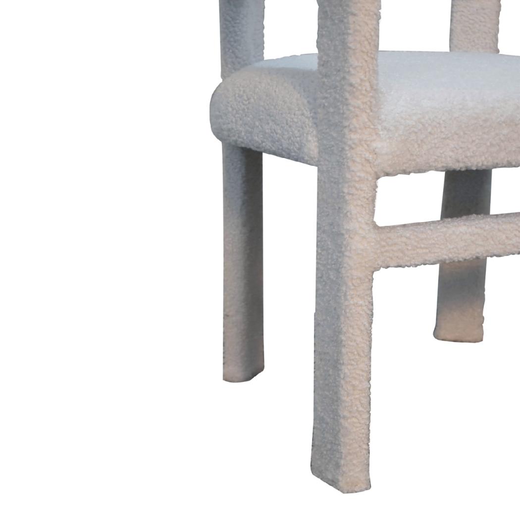 White Bouclé Occasional Chair | Upholstered Accent Seating | Soft Textured Finish