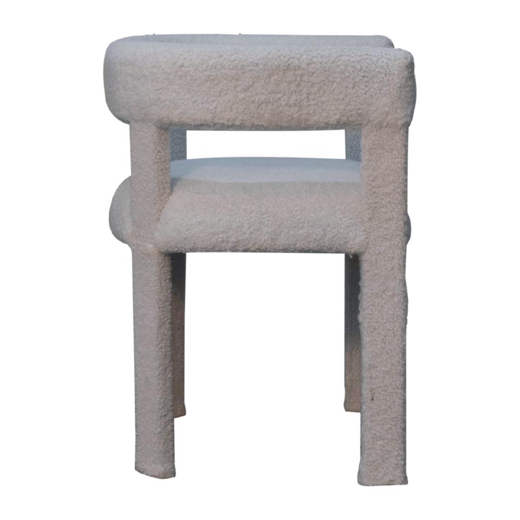 White Bouclé Occasional Chair | Upholstered Accent Seating | Soft Textured Finish