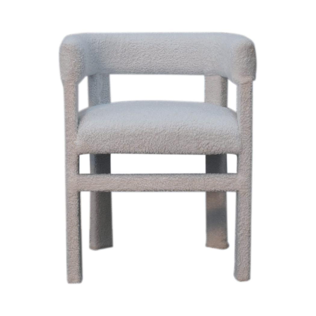 White Bouclé Occasional Chair | Upholstered Accent Seating | Soft Textured Finish