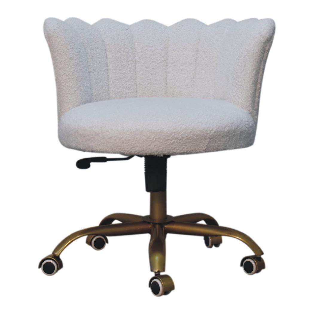 White Bouclé Swivel Chair | Upholstered Accent Seating | Soft Contemporary Style