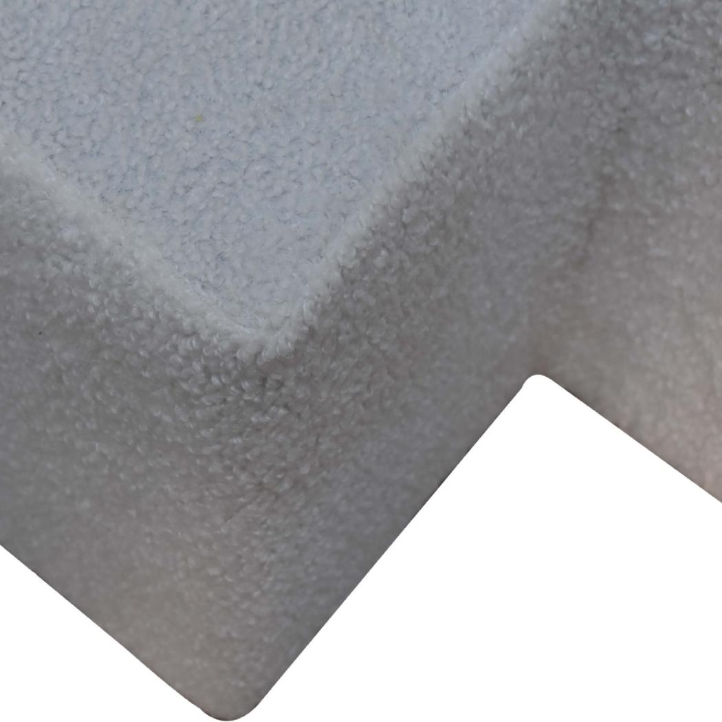 White Bouclé Twin Footstool | Upholstered Accent Stool | Contemporary Soft Seating