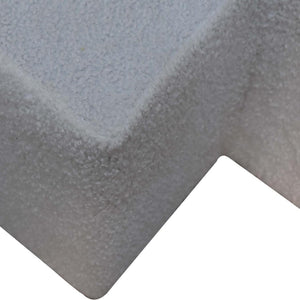 White Bouclé Twin Footstool | Upholstered Accent Stool | Contemporary Soft Seating