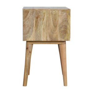 White Drawer Mango Wood Bedside Table | Open Shelf | Nordic Legs