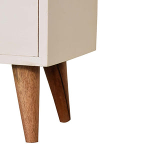 White Hand-Painted Bedside Table | Solid Mango Wood | Oak Top | 2 Drawers