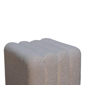 White Wavy Bouclé Footstool | Sculptural Upholstery | Soft Accent Stool