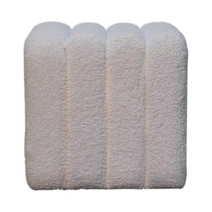 White Wavy Bouclé Footstool | Sculptural Upholstery | Soft Accent Stool