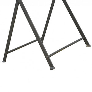 Wood Tray Table | Cross Iron Base | Portable Accent Table