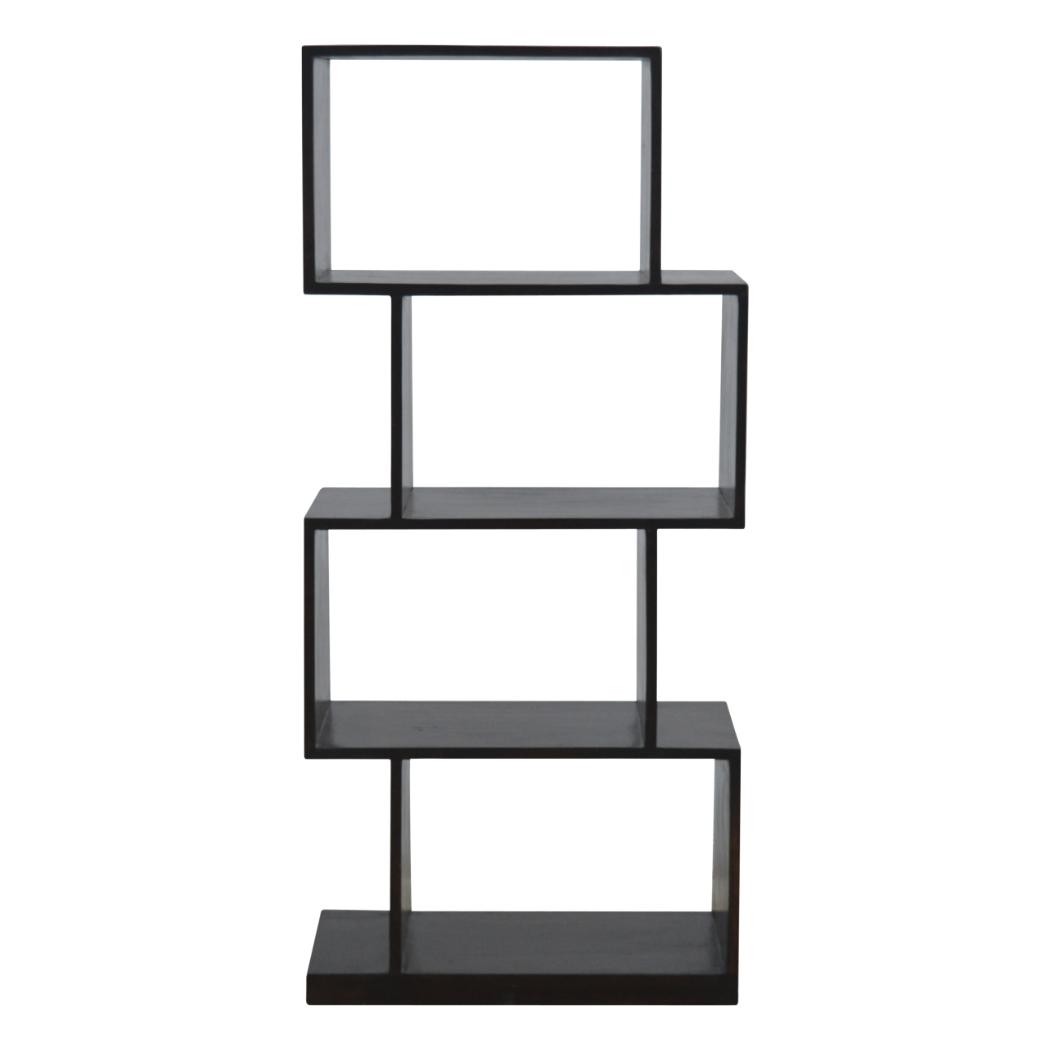 Zig Zag Display Unit | Solid Sheesham Wood | Chestnut Finish | 4 Shelf Open Bookcase