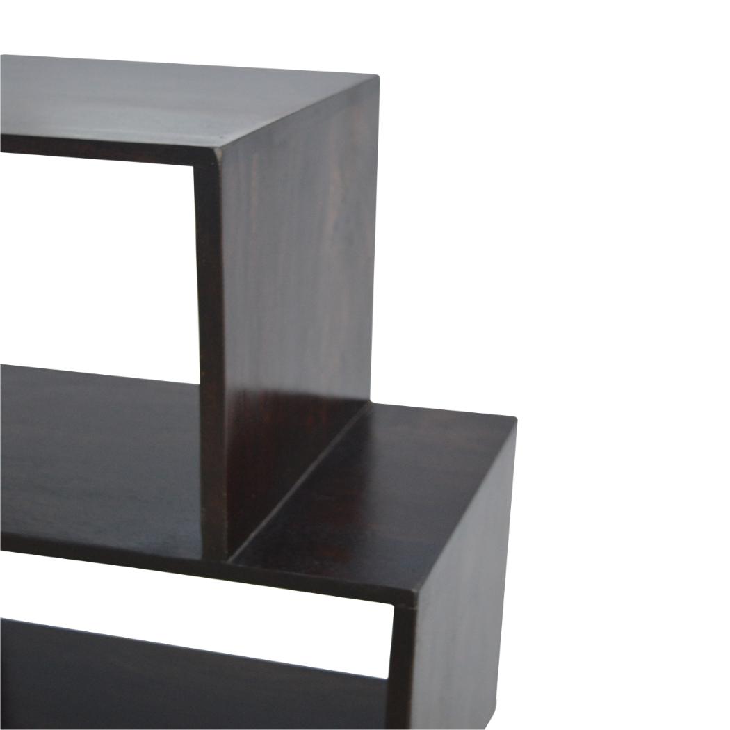 Zig Zag Display Unit | Solid Sheesham Wood | Chestnut Finish | 4 Shelf Open Bookcase