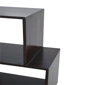 Zig Zag Display Unit | Solid Sheesham Wood | Chestnut Finish | 4 Shelf Open Bookcase