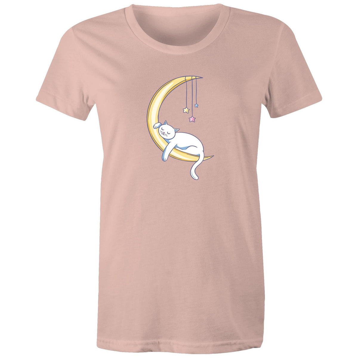 Women's Cat Sleeping on Moon T-shirt